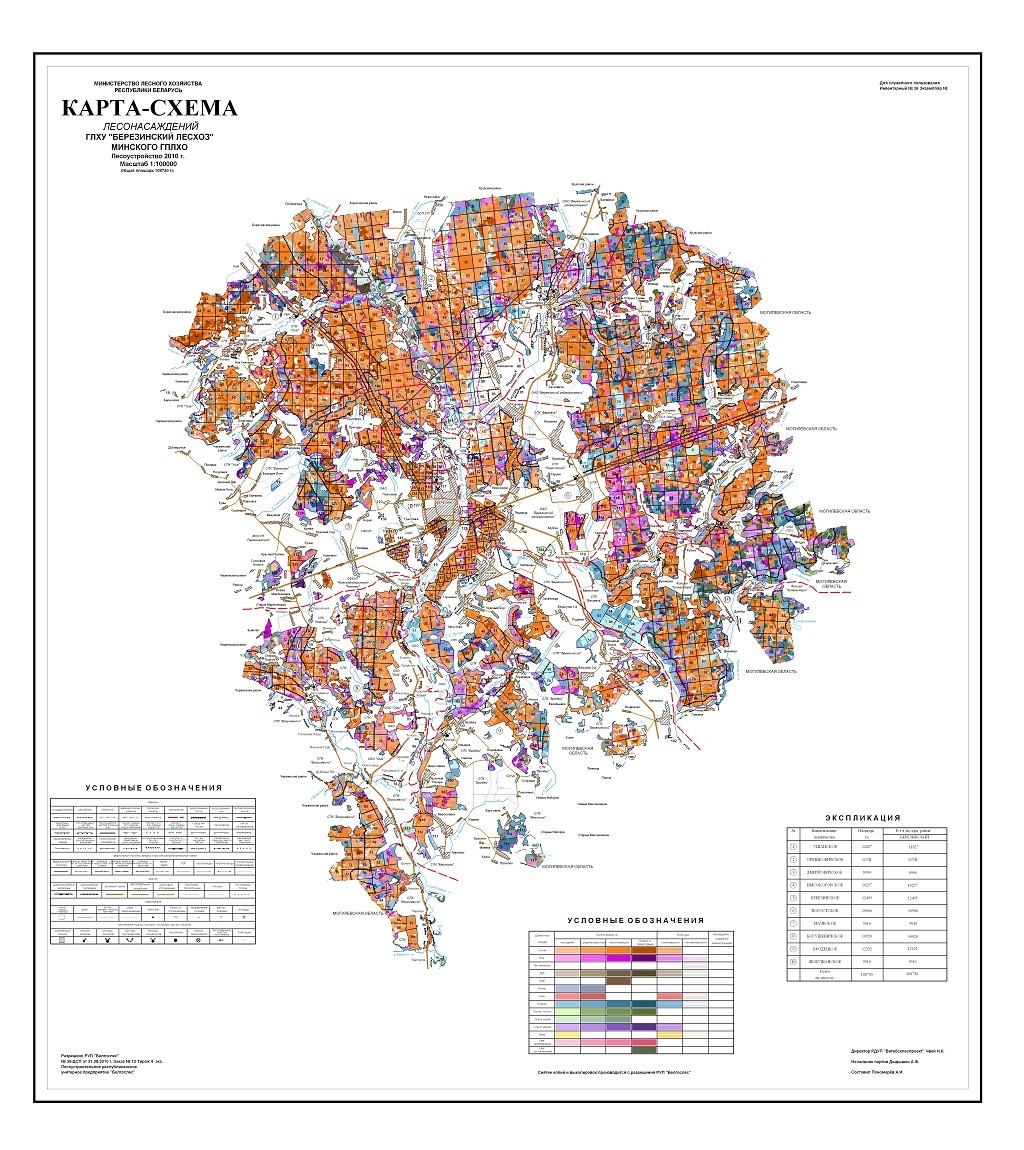 Карта - схема, Березинский лесхоз